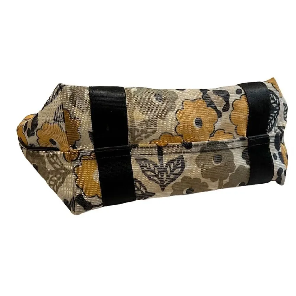 Vera Bradley Go Wild Mesh Tote Bag Floral Zip Pocket Black White Yellow